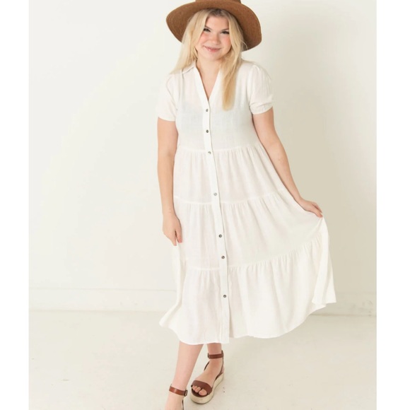 la ranxa Dresses & Skirts - La Ranxa White Eyelet Button Down Summer Sundress M/L